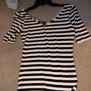 black and white striped top